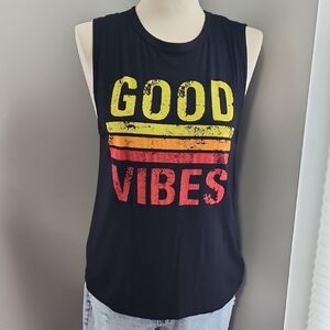Good Vibes Sleeveless Black Top